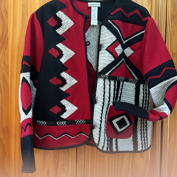 Vintage Coldwater Creek wool blend southwest Aztec print button down jacket - Picture 4 of 5